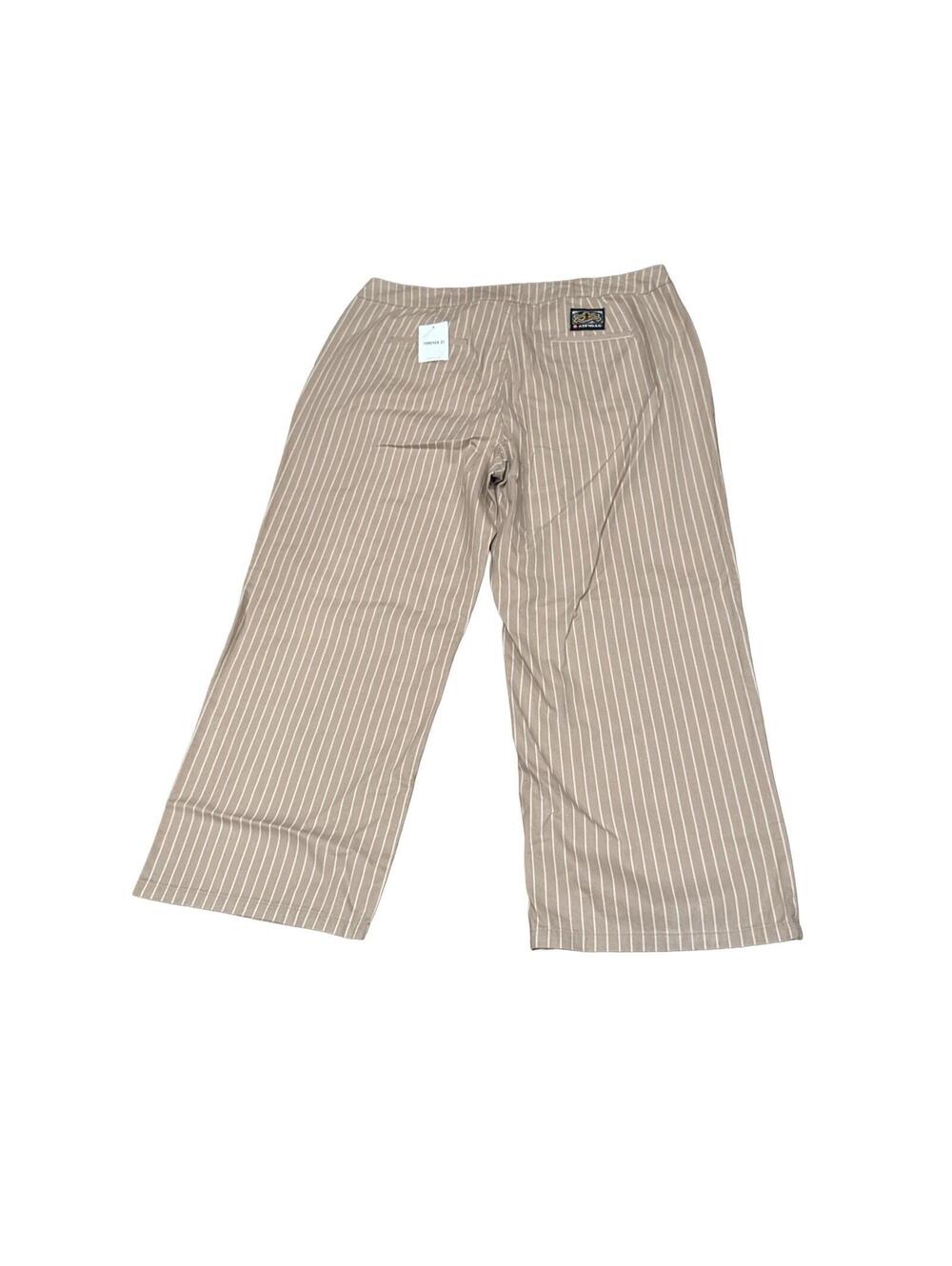 NWT Airwalk Pinstripe Pants Tan Womens 3X Plus Wide Leg Pockets Retro - Picture 3 of 7